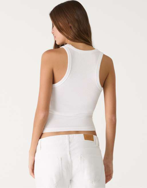 Stradivarius – Vitt linne med brottarrygg, 4 av 4