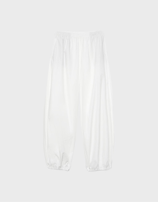 Stradivarius - Volumineuze broek van popeline in wit, 6 van 7