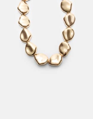 Stradivarius - Voluminöse Maxi-Halskette in Gold-Optik-Gelb