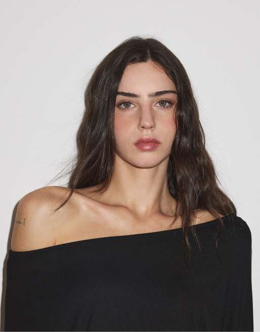 Stradivarius Waistband effect t-shirt in black, 4 of 7