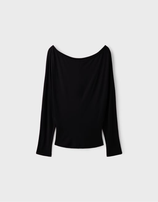Stradivarius Waistband effect t-shirt in black, 7 of 7