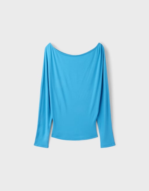 Stradivarius Waistband effect t-shirt in teal, 6 of 7