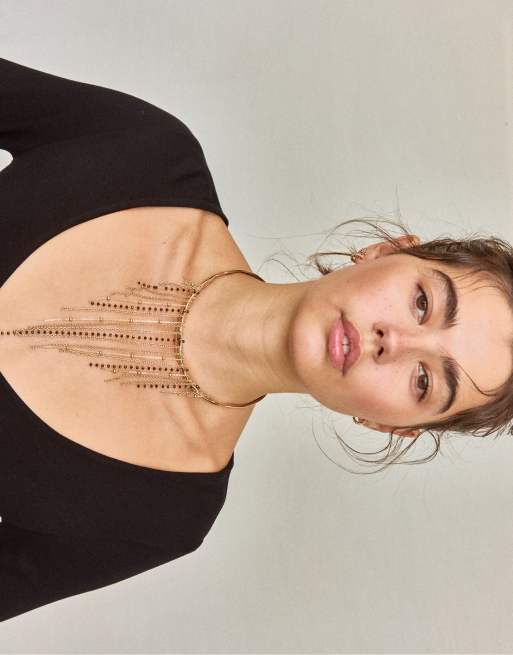 Stradivarius Waterfall Choker-Kette in Gold, 3 von 4