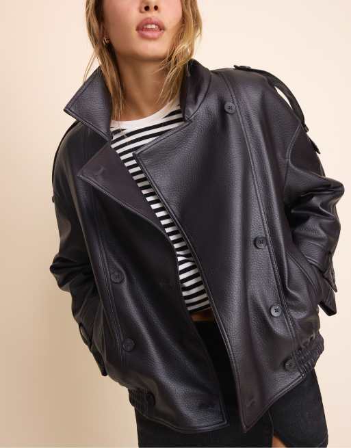 Stradivarius wattierte Jacke mit Kunstfellkragen-Detail in Braun, 5 von 7