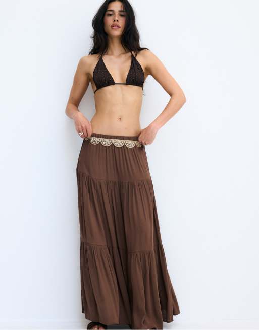 Stradivarius Wavy faux pearl belt in ecru, 3 of 4