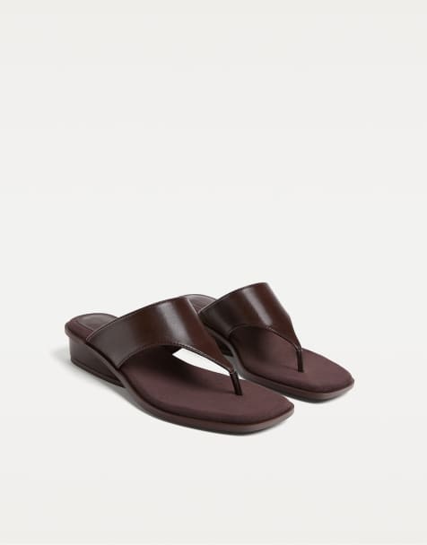 Stradivarius Wedge sandals in brown - view 1