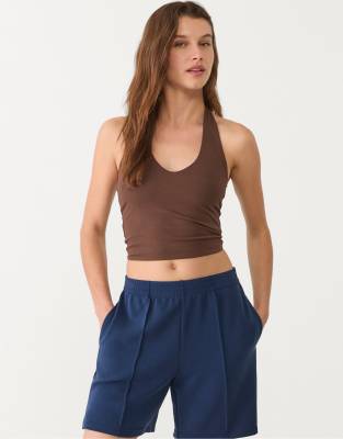 Stradivarius - Weiche Bermudashorts in Marineblau