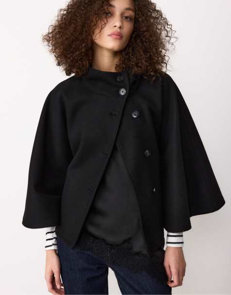 Stradivarius – Weiche Cape-Jacke in Schwarz - view 1