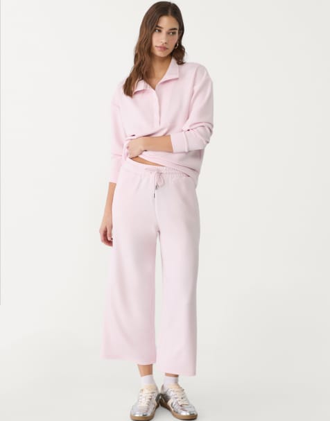 Stradivarius – Weiche Culottes in Pastellrosa - view 1