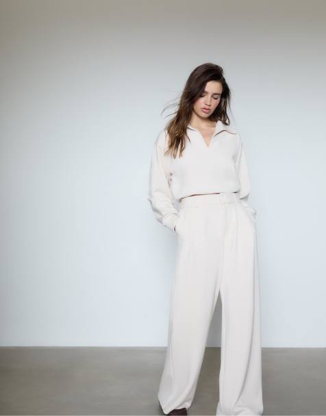 Stradivarius – Weiche, elegante Hose in Steinbeige - view 1