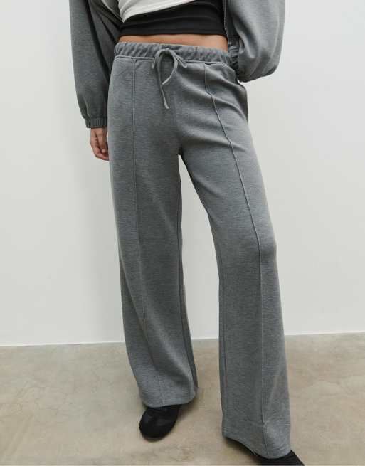 Stradivarius – Weiche Hose in Dunkelgrau mit weitem Bein und Ziernaht, 2 von 7