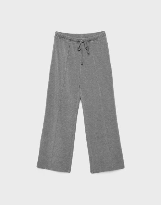 Stradivarius – Weiche Hose in Dunkelgrau mit weitem Bein und Ziernaht, 6 von 7