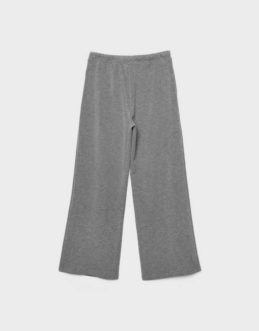 Stradivarius – Weiche Hose in Dunkelgrau mit weitem Bein und Ziernaht, 7 von 7