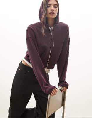 Stradivarius - Weiche Kapuzenjacke in Lila