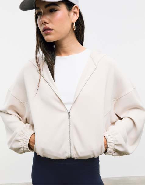 Stradivarius – Weiche Kapuzenjacke in Steingrau - view 1