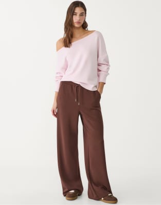 Stradivarius - Weiche Palazzo-Hose in Braun