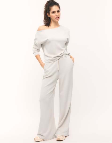 Stradivarius – Weiche Palazzo-Hose in Steinbeige - view 1