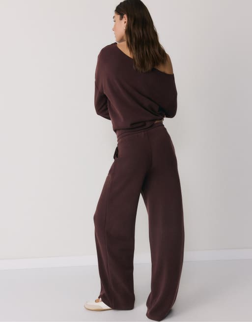 Stradivarius weiche Palazzo-Jogger in Braun, 3 von 4