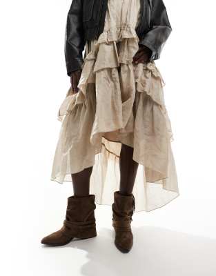 Stradivarius – Weiche Stiefel in Dunkelbraun mit kurzem Schaft