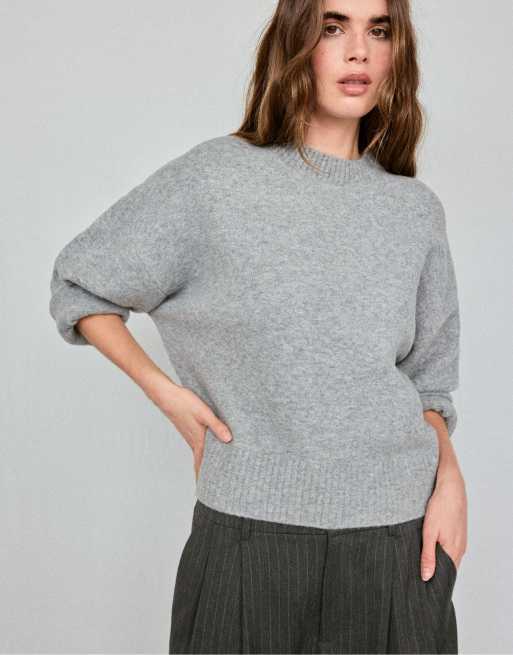 Stradivarius weicher Basic-Strickpullover in Dunkelgrau, 2 von 7