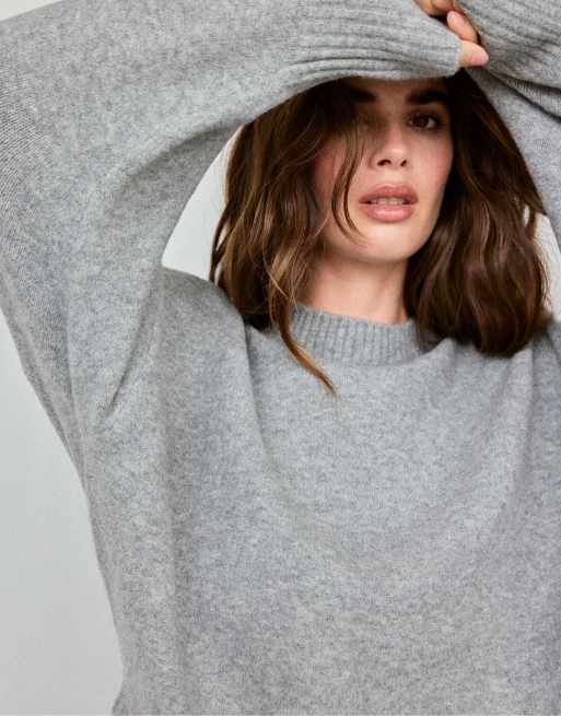 Stradivarius weicher Basic-Strickpullover in Dunkelgrau, 4 von 7