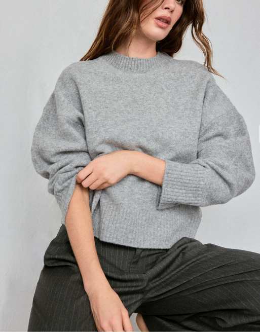 Stradivarius weicher Basic-Strickpullover in Dunkelgrau, 5 von 7