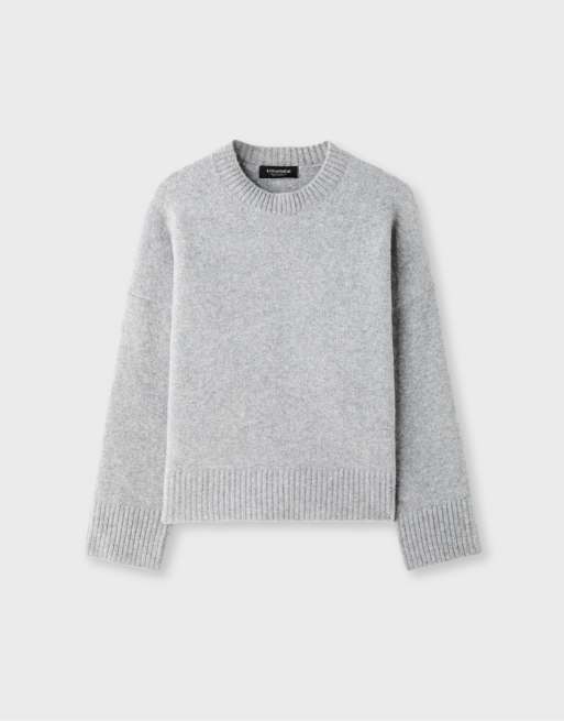 Stradivarius weicher Basic-Strickpullover in Dunkelgrau, 6 von 7