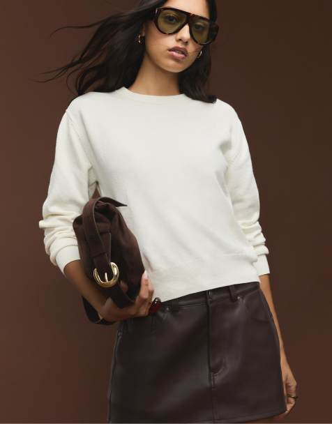 Stradivarius – Weicher Basic-Strickpullover in Ecru - view 1