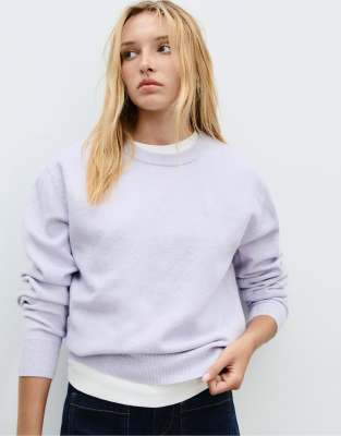 Stradivarius - Weicher Basic-Strickpullover in Flieder-Lila