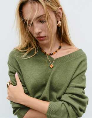 Stradivarius - Weicher Basic-Strickpullover in Olivgrün