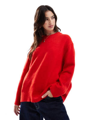 Stradivarius - Weicher Pullover in Rot mit Rundhalsausschnitt