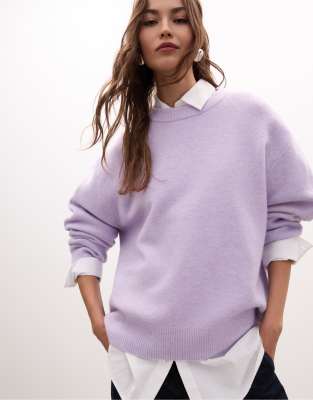 Stradivarius - Weicher Strickpullover in Flieder-Lila