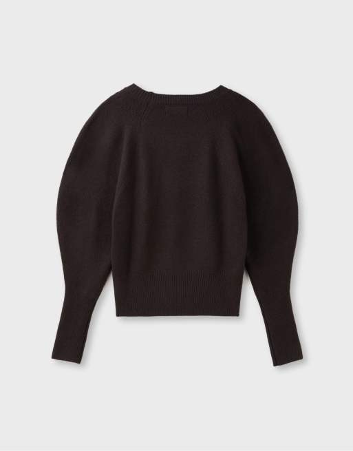Stradivarius weicher Strickpullover mit Puffärmeln in Braun, 7 von 7
