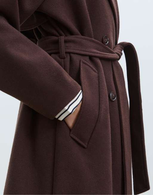 Stradivarius – Weicher Trenchcoat in Braun, 4 von 4