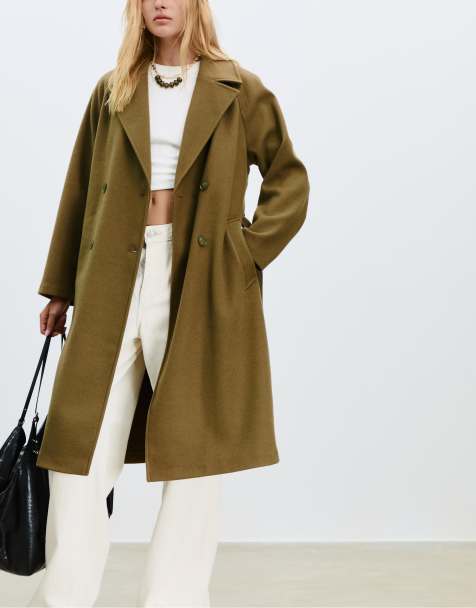 Stradivarius – Weicher Trenchcoat in Grün - view 1
