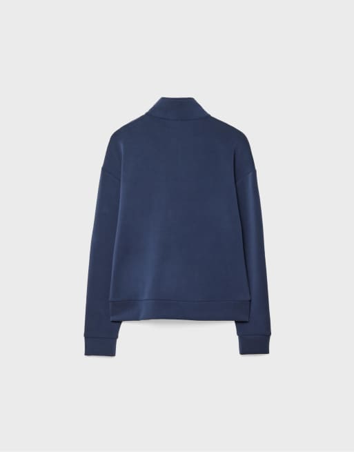 Stradivarius – Weiches Sweatshirt in Dunkelblau mit Reißverschluss, 7 von 7