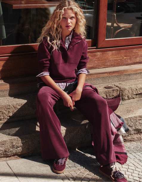 Stradivarius – Weiches Sweatshirt in Lila mit Reißverschluss - view 1