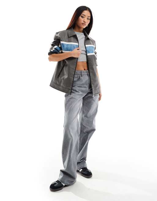 Stradivarius – Weit geschnittene Dad-Jeans in verwaschenem Grau 
