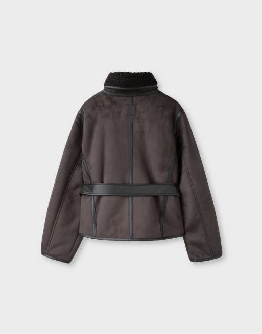 Stradivarius Wendejacke zum Wickeln in Braun, 7 von 7