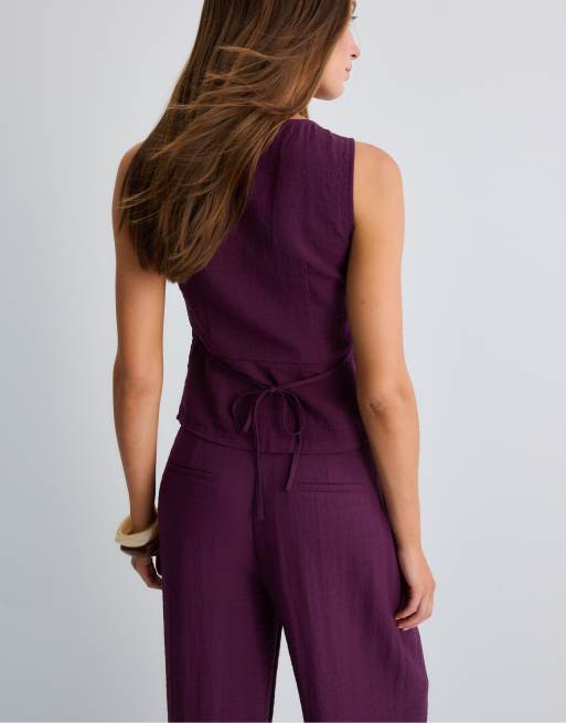 Stradivarius – Weste in Lila mit Knopfleiste, 4 von 4