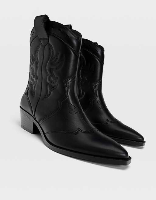 Stradivarius western boots in black