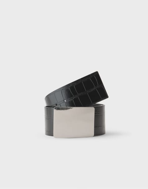 Stradivarius Wide belt with square buckle in black - view 1