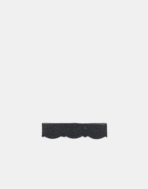 Stradivarius Wide faux pearl belt in black - view 1