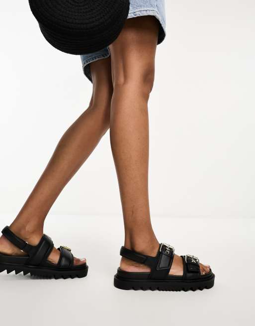 Vero Moda chunky platform flip flops in black