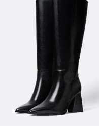 Stradivarius wide fit High-heeled boots in black