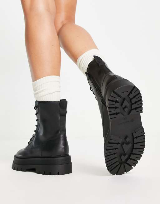 Ladies flat lace up hot sale boots