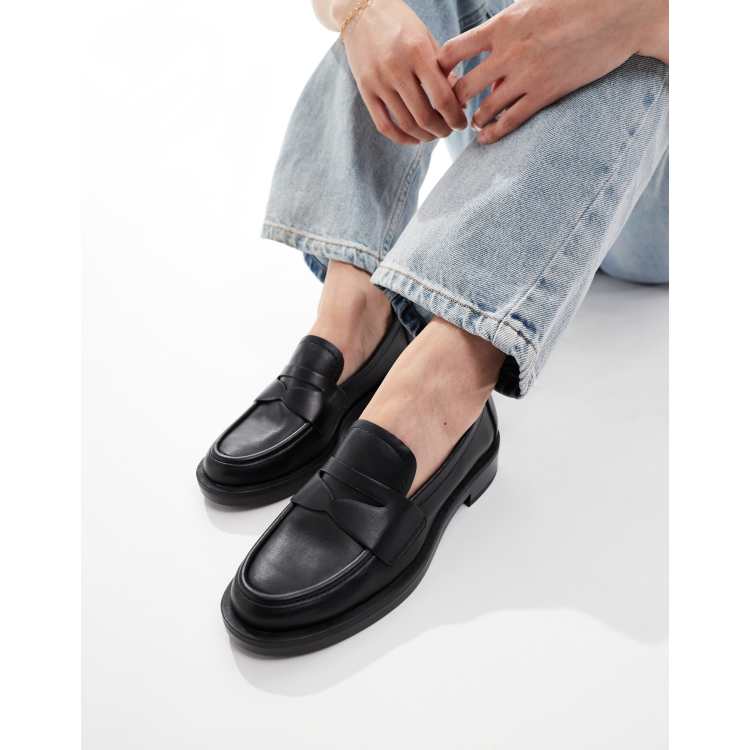 Black wide fit loafers shop