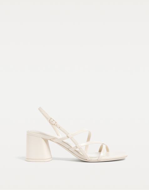 Stradivarius Wide fit – Naturvit sandaler med blockklackar - view 1