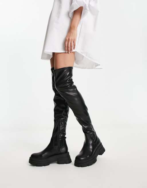 Black wide over deals the knee boots