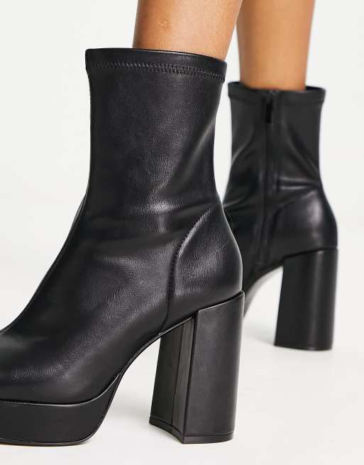 High ankle boots with platform heels in real leather